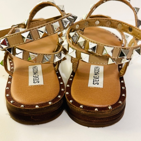 Steve Madden Silver Studded Brown Sandals - Picture 8 of 15